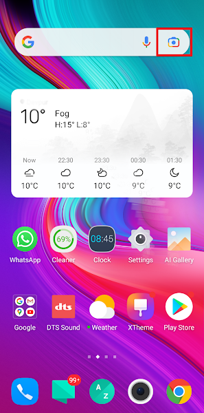 Google Lens icon in the Google Search app
