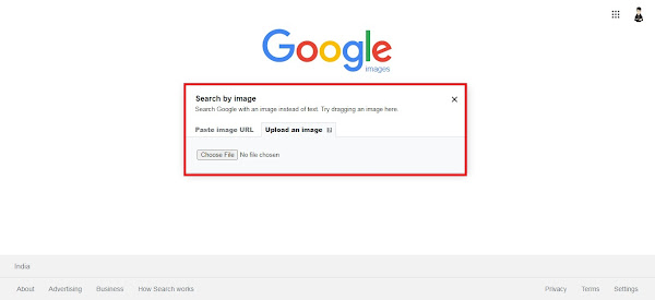 Choosing between URL paste or file upload in Google Image Search