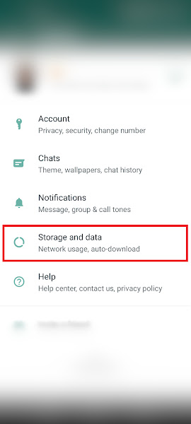 Select Storage and Data in WhatsApp settings
