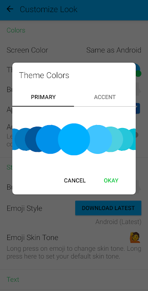 Textra theme color selection