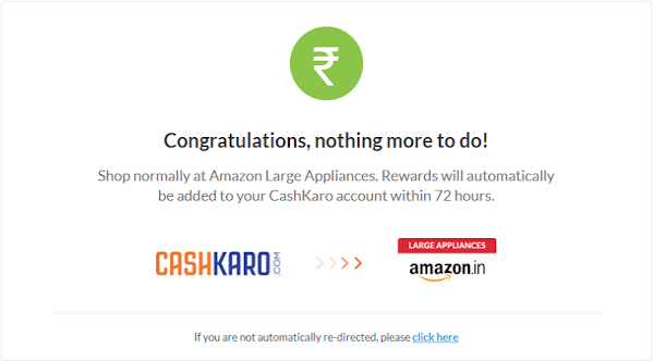 Redirected to retailer product page after clicking through CashKaro