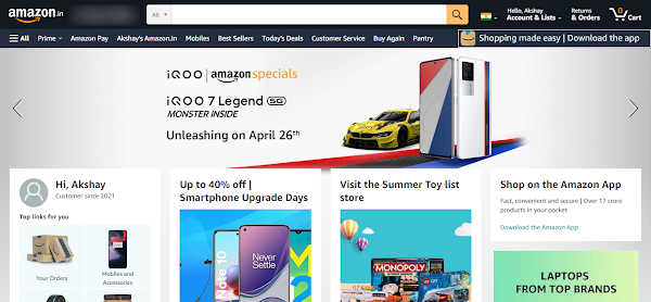 Amazon online shopping website