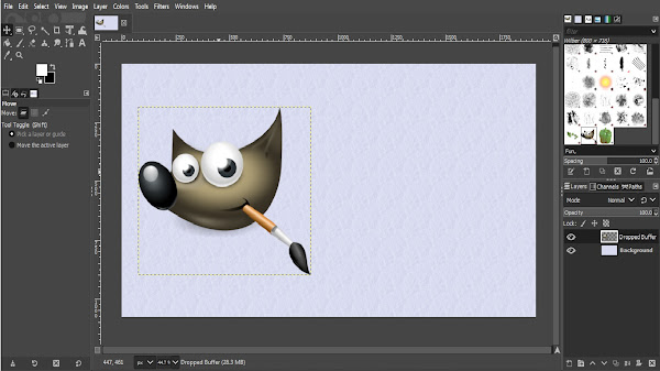 Adding GIMP logo brush to the design canvas