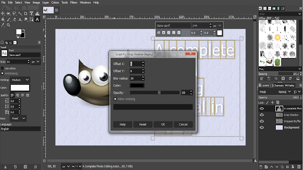 Applying drop shadow effect to text in GIMP via Filters menu