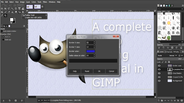 Adding a decorative border to the image in GIMP via Filters Decor