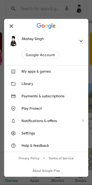 Tap profile icon in Play Store and select Manage apps