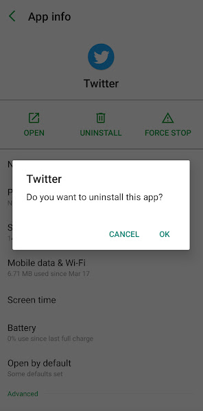 Confirmation dialog to delete the app