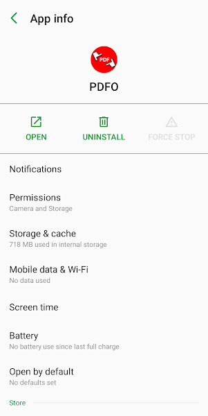 Tap Storage and Cache in app info