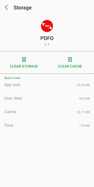 Clear Storage and Clear Cache buttons in Android app settings