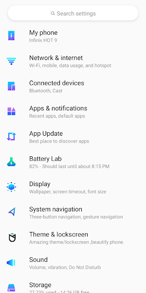 Android Settings showing Apps and Notifications option