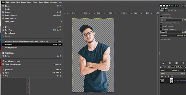 Using Export As in GIMP to save transparent image