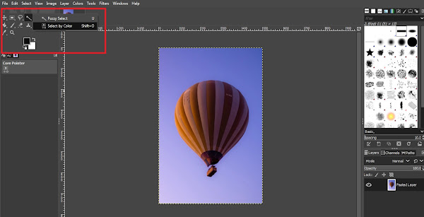 Locating Select by Color tool in GIMP toolbox