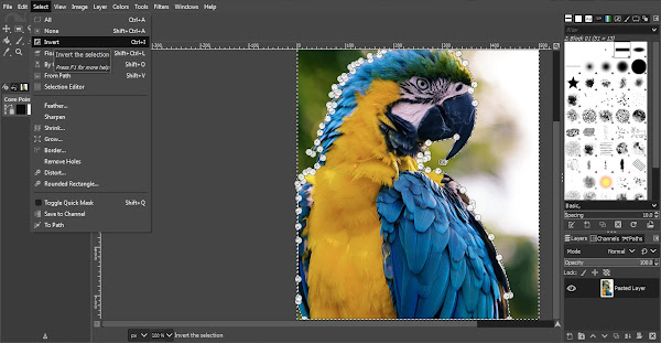 Inverting selection to select background instead of foreground in GIMP