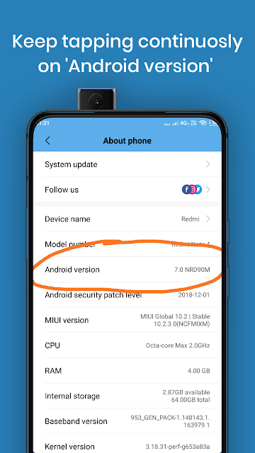 Tapping Android Version in About Phone