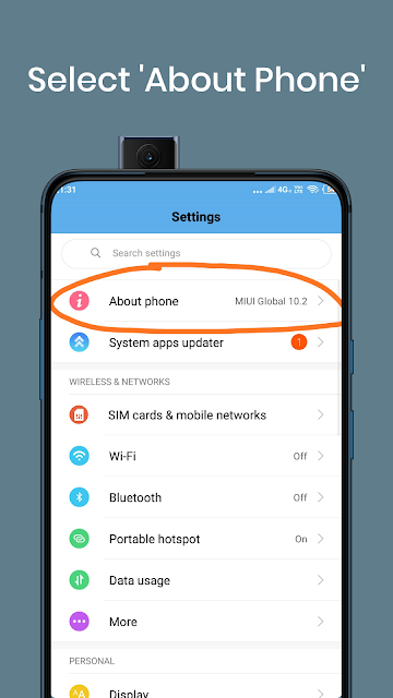 About Phone option in Android Settings